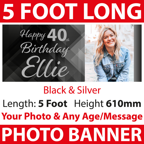 Birthday Banner Personalised Poster 5 FOOT WIDE Printed with your Photo & Text