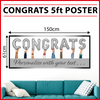 Congratulations Poster Banner Big 5FT Wide. Personalise with your Text Option.