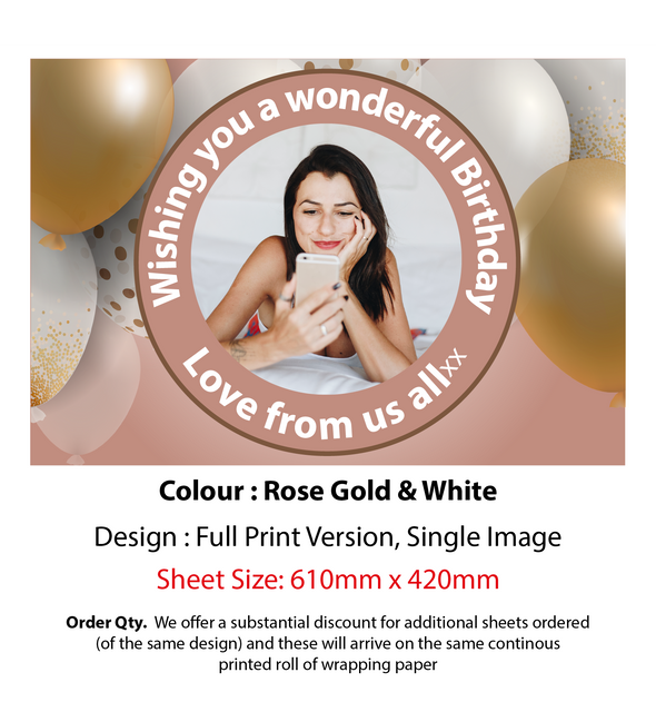 Personalised Photo Wrapping Paper. Your Image & Message printed for any occasion