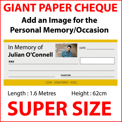 Large Cheque for Presentation Charity Fundraising Photo Event. Add your Logo! Personalise/Brand for your Company/School or Own Event. 1.6Metres Wide!!