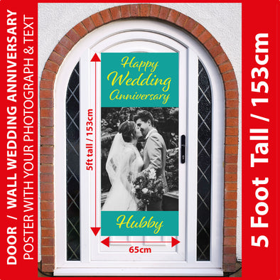 Wedding Anniversary 5 Foot Tall Photo Poster with Your Photo & Text - Printed 5ft / 153cm tall